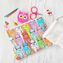 Rainbow Llama Zippered Pouch or Notions Bag