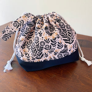 Black Birds Jumper Drawstring Project Bag - Precious Knits Shop