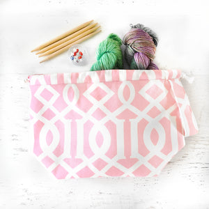 Bubblegum Pink Jumper Drawstring Project Bag - Precious Knits Shop