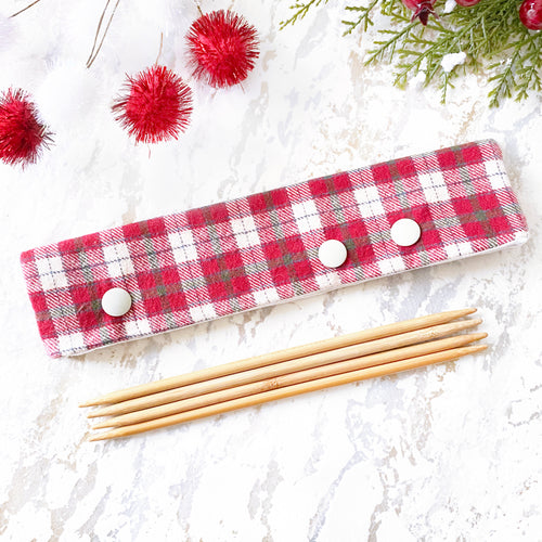 Christmas Red Plaid DPN Keeper - Precious Knits Shop