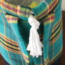 Fall Blue Plaid Drawstring Project Bag - Precious Knits Shop