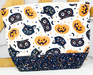 Fall Pumpkin & Black Cat Zippered Project Bag