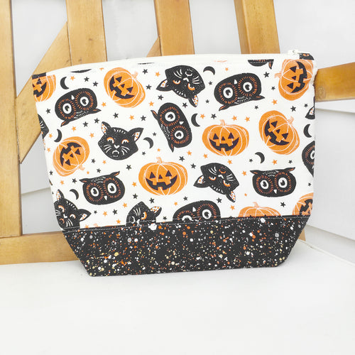 Fall Pumpkin & Black Cat Zippered Project Bag