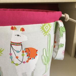 Pink Alpaca Jumper Drawstring Project Bag