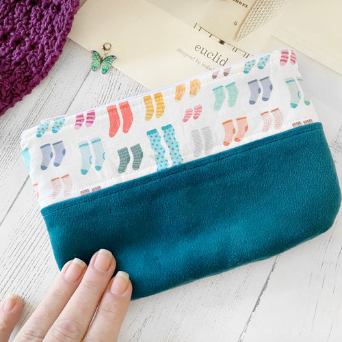 Sock Knitting Zippered Notions Pouch