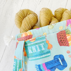 Knitting Themed Drawstring Project Bag