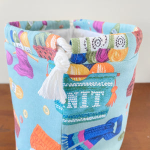 Knitting Themed Drawstring Project Bag