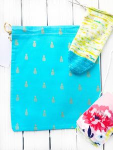 Metallic Pineapple Project Bag for Knitting & Crochet