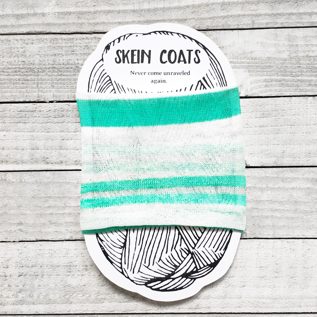 Sea Foam Striped Yarn Cozy