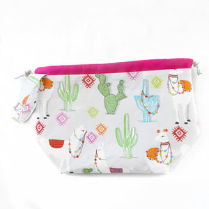 Pink Alpaca Jumper Drawstring Project Bag