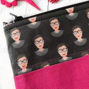 Ruth Bader Ginsburg Zippered Pouch - RBG - Precious Knits Shop