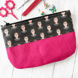 Ruth Bader Ginsburg Zippered Pouch - RBG - Precious Knits Shop