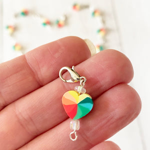 Rainbow Heart Stitch Marker - Precious Knits Shop