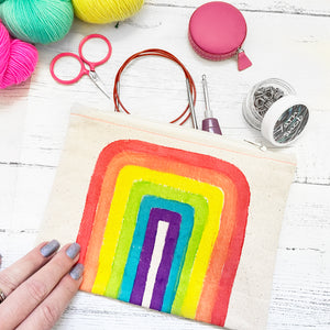 Rainbow Pride Hand Painted Pouch - Precious Knits Shop