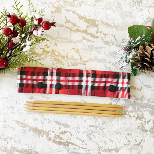 Red Christmas Plaid DPN Keeper - Precious Knits Shop