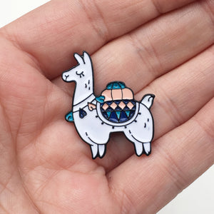 Traveling Alpaca Enamel Pin - Precious Knits Shop
