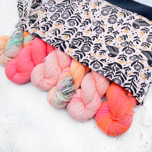 Black Birds Jumper Drawstring Project Bag - Precious Knits Shop