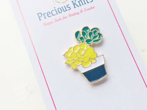 Yellow Potted Cactus Enamel Pin for Project Bags