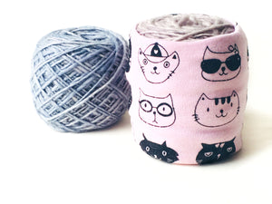Pink & Gray Cat Lovers Yarn Bowl