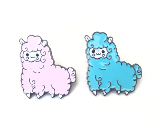 Pink or Blue Cartoon Sheep Hard Enamel Pin for Fiber Shares & Pin Games