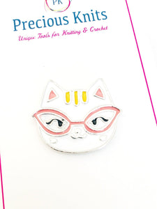 nerdy cat enamel brooch on its packaging