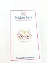 Nerdy Hard Enamel Cat Pin with Glasses - Precious Knits Shop