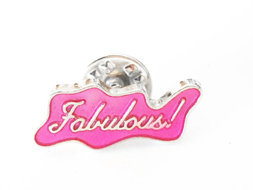 fabulous hot pink enamel pin for pin shares, fiber swaps and project bags