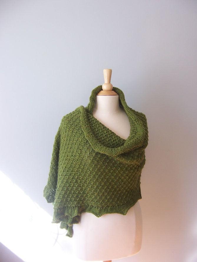 Dublin Wrap shown worn as a wrap thrown over one shoulder